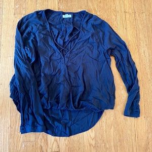 Cross front black blouse